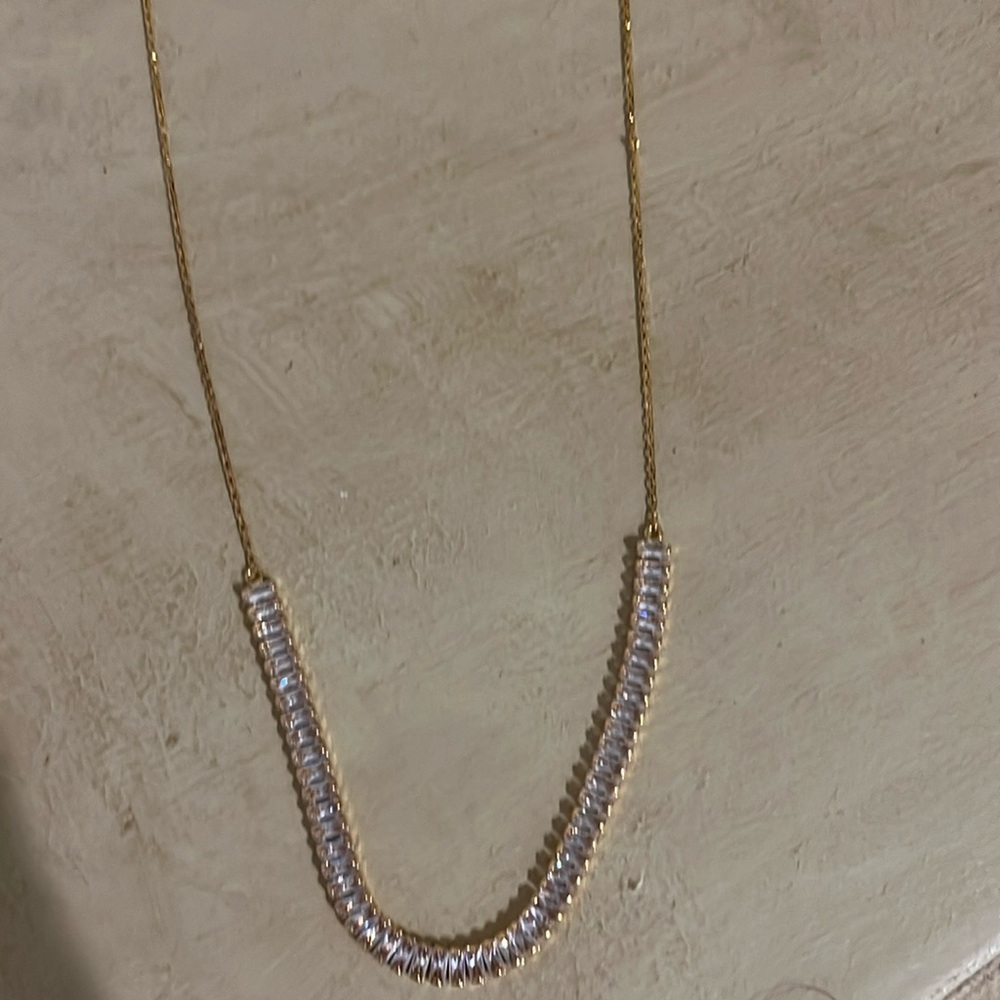 Marlyn Schiff Rose Gold Necklace with Rhinestones